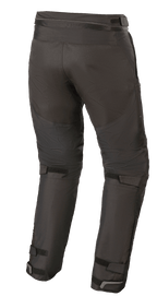 Alpinestars Raider V2 Drystar® Pants, Textile Motorcycle Pants, Black, rear view showing connection zipper at the waist and adjustable Velcro straps on the back of the legs and ankles.