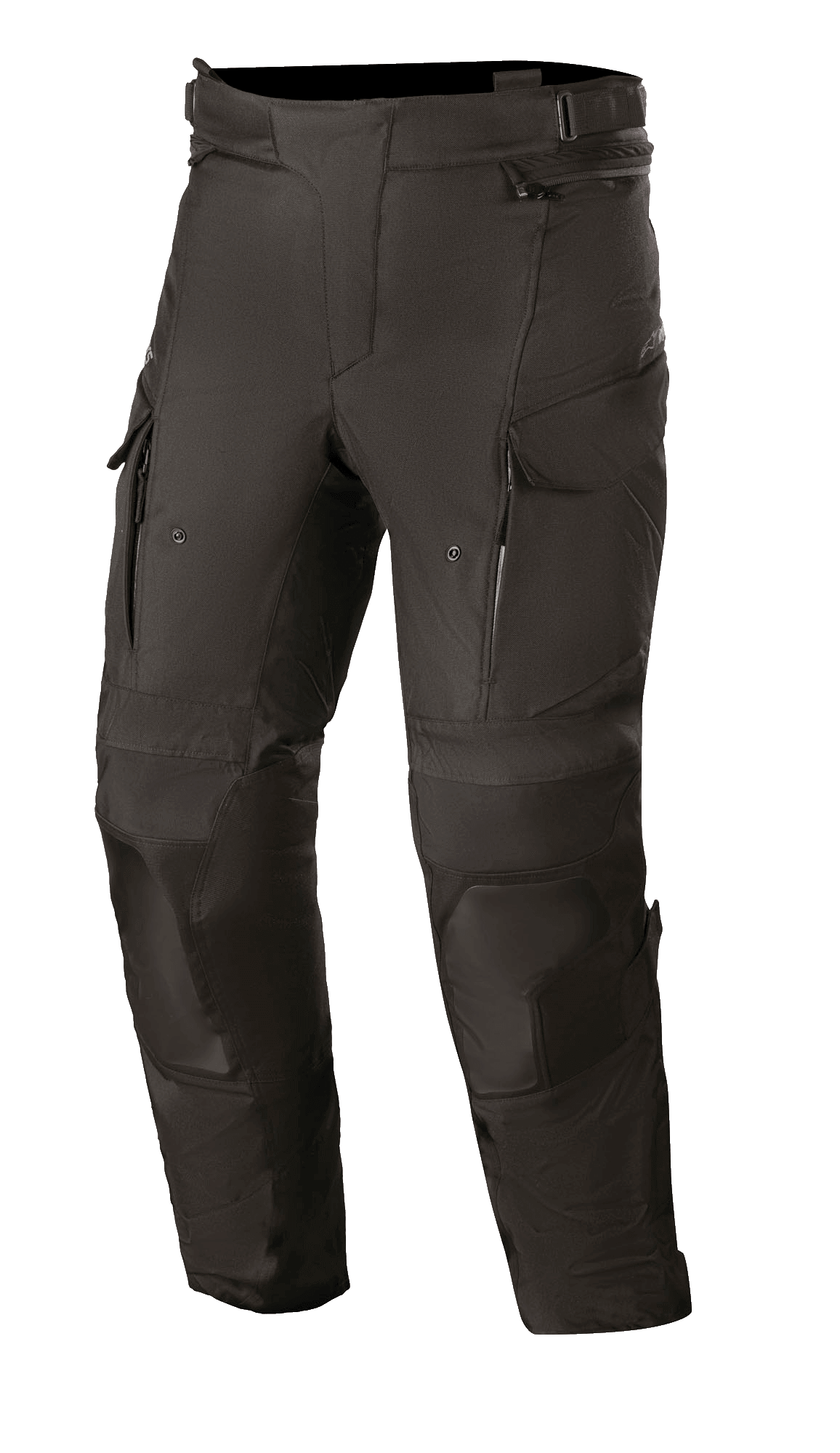 Alpinestars Andes V3 Drystar Pants, czarne spodnie motocyklowe turystyczne, wodoodporna i oddychająca konstrukcja tekstylna, kieszenie typu cargo, wzmocnienia na kolanach i zapinane na zamek otwory wentylacyjne na udach, idealne do jazdy w każdych warunkach pogodowych