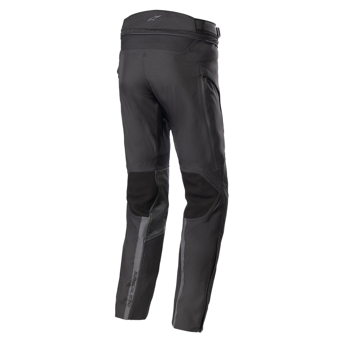Spodnie Alpinestars AMT-10 Drystar® XF, męskie spodnie motocyklowe adventure touring, czarne, wodoodporne z technologią RIDEKNIT®, widok z tyłu.