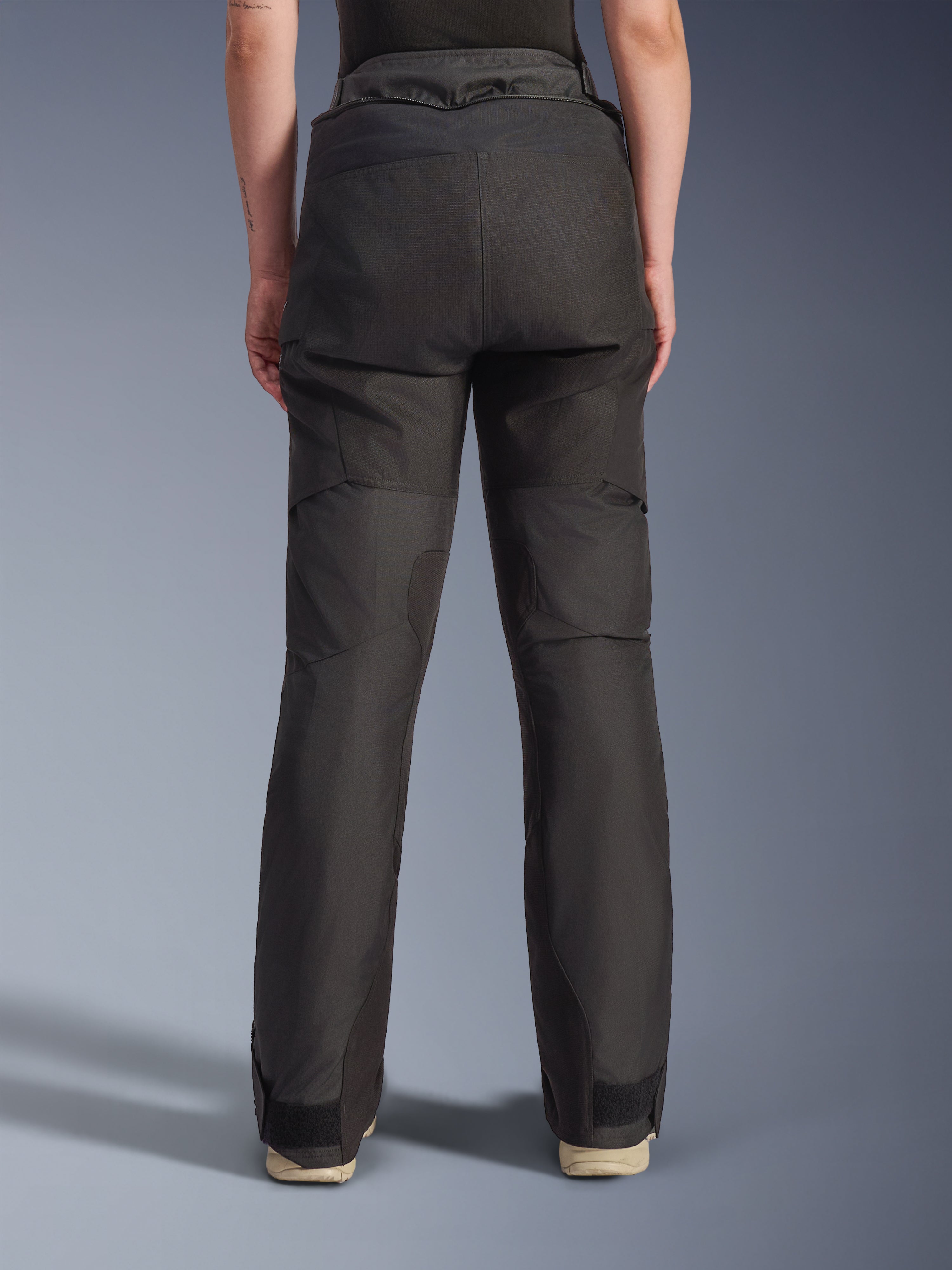 Alpinestars Woman Stella Andes V4 Drystar® Pants, Motorcycle Pants, Black, back view featuring technical textile construction with reinforced panels, adjustable waist and cuffs, and durable design for adventure touring