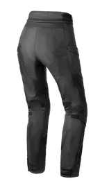 Spodnie Alpinestars Stella Andes Air Drystar®, damskie spodnie motocyklowe, czarne, widok z tyłu ukazujący wentylację siatkową na łydkach i udach, przedłużony tył oraz zamek łączący w pasie