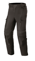 Alpinestars Stella Andes V3 Drystar, damskie spodnie motocyklowe turystyczne, czarne, wodoodporna i oddychająca konstrukcja tekstylna, wzmocnione panele na kolanach i udach, otwory wentylacyjne na udach zapinane na zamek, kieszenie cargo i regulowany pas do jazdy typu adventure.