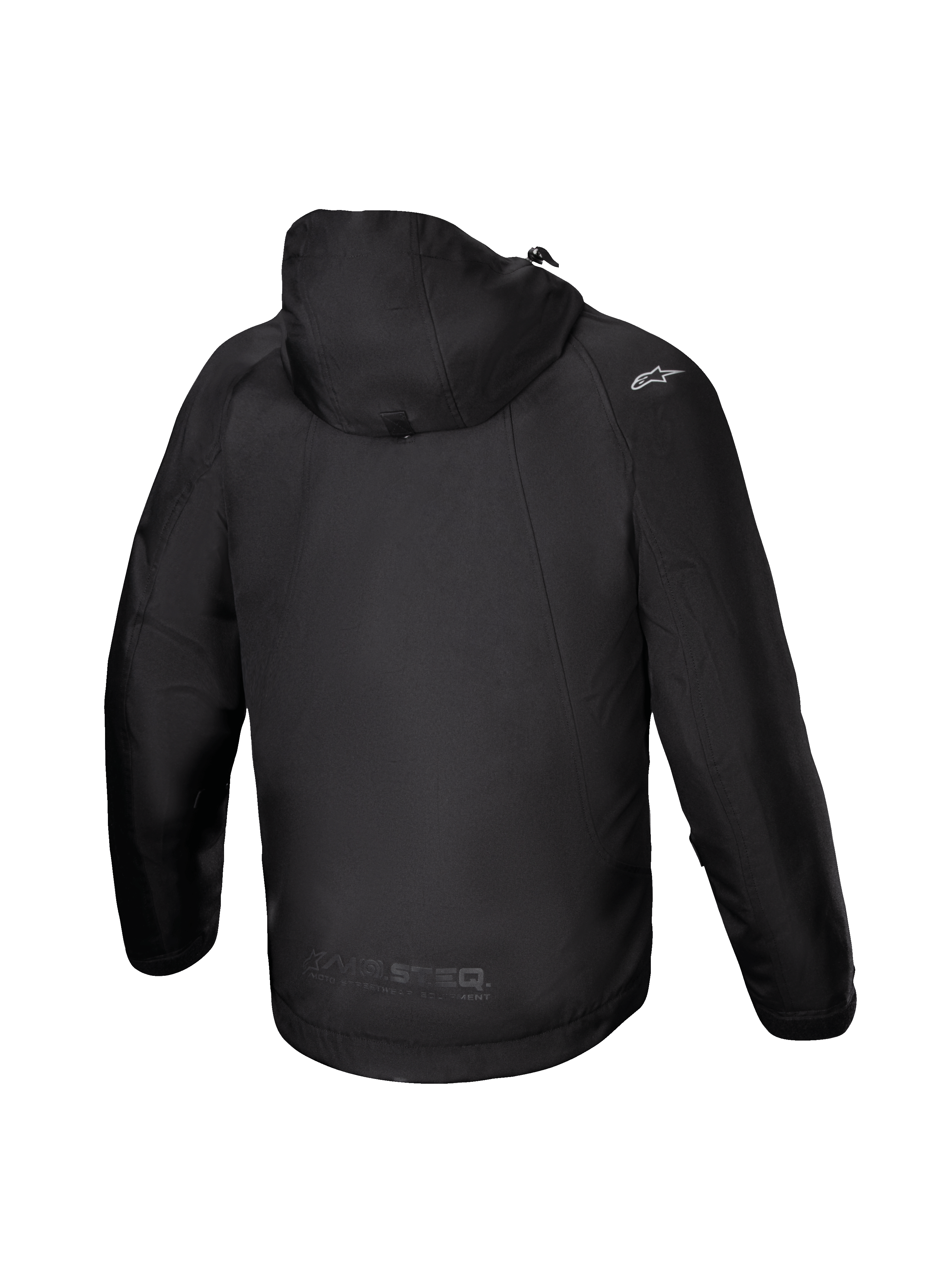 Alpinestars Morush Waterproof Parka, Men's Black Textile Urban Motorcycle Jacket with stormproof hood and raglan sleeves.