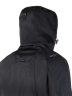 Alpinestars Morush Waterproof Parka, Urban Motorcycle Jacket, Black, featuring a stormproof hood with snap button anchor.