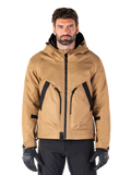 Alpinestars Morush Waterproof Parka, Utility Brown and Black Hooded Motorcycle Jacket, Urban Riding Gear, Front View with Black Zipper and Large Angled Pockets
