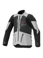 Alpinestars AMT-7 Air Jacket, wentylowana kurtka motocyklowa, czarno-biała, panele wentylacyjne MATRYX, kieszenie na zamek i wysoki kołnierz, sportowy design z czerwonym logo Alpinestars