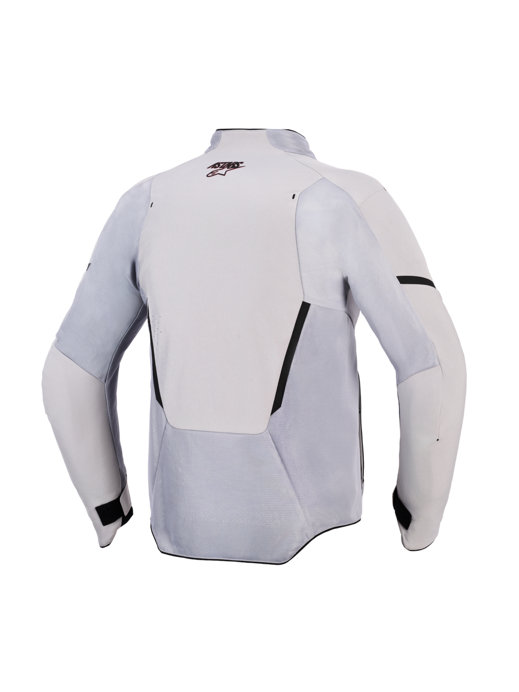 Kurtka motocyklowa Alpinestars Aeroshell Airflow, Mid Gray Anthracite, widok z tyłu z siatkowymi panelami wentylacyjnymi i perforacjami laserowymi, lekki i elastyczny materiał o sportowym kroju na ciepłe dni