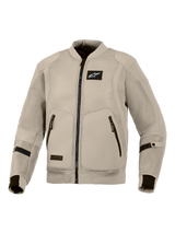 Alpinestars Flight Air Jacket, kurtka motocyklowa w kolorze Aluminum Grey, miejska odzież w stylu bomber z rozbudowanymi panelami z siatki 3D dla maksymalnego przepływu powietrza, czarne logo Alpinestars na piersi, dwie przednie kieszenie zapinane na zamek