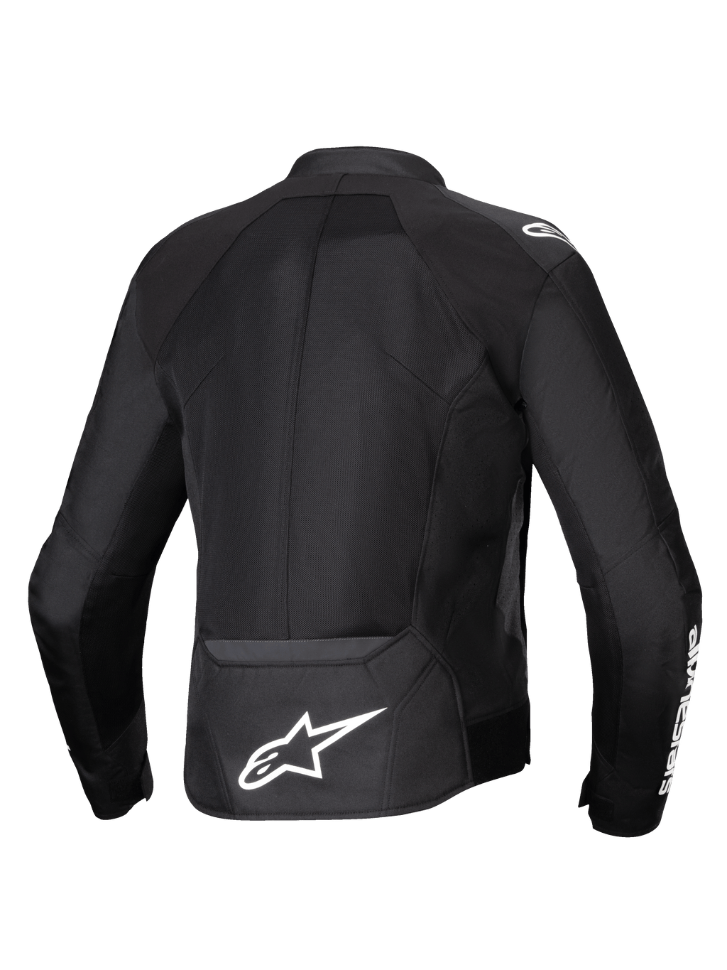 Alpinestars Viper Air V4, męska czarna kurtka motocyklowa tekstylna, panele z siatki, białe logo Astars na plecach