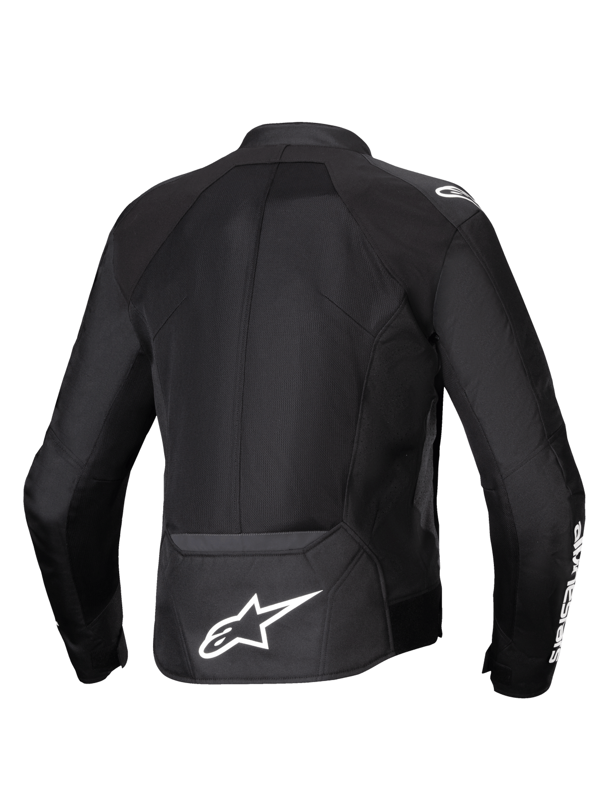 Alpinestars Viper Air V4, męska czarna kurtka motocyklowa tekstylna, panele z siatki, białe logo Astars na plecach