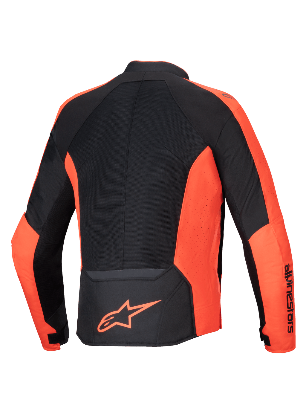 Alpinestars Kurtka Viper Air V4, jaskrawoczerwona i czarna tekstylna kurtka motocyklowa z panelami mesh, widok z tyłu.