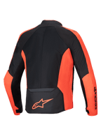 Alpinestars Kurtka Viper Air V4, jaskrawoczerwona i czarna tekstylna kurtka motocyklowa z panelami mesh, widok z tyłu.
