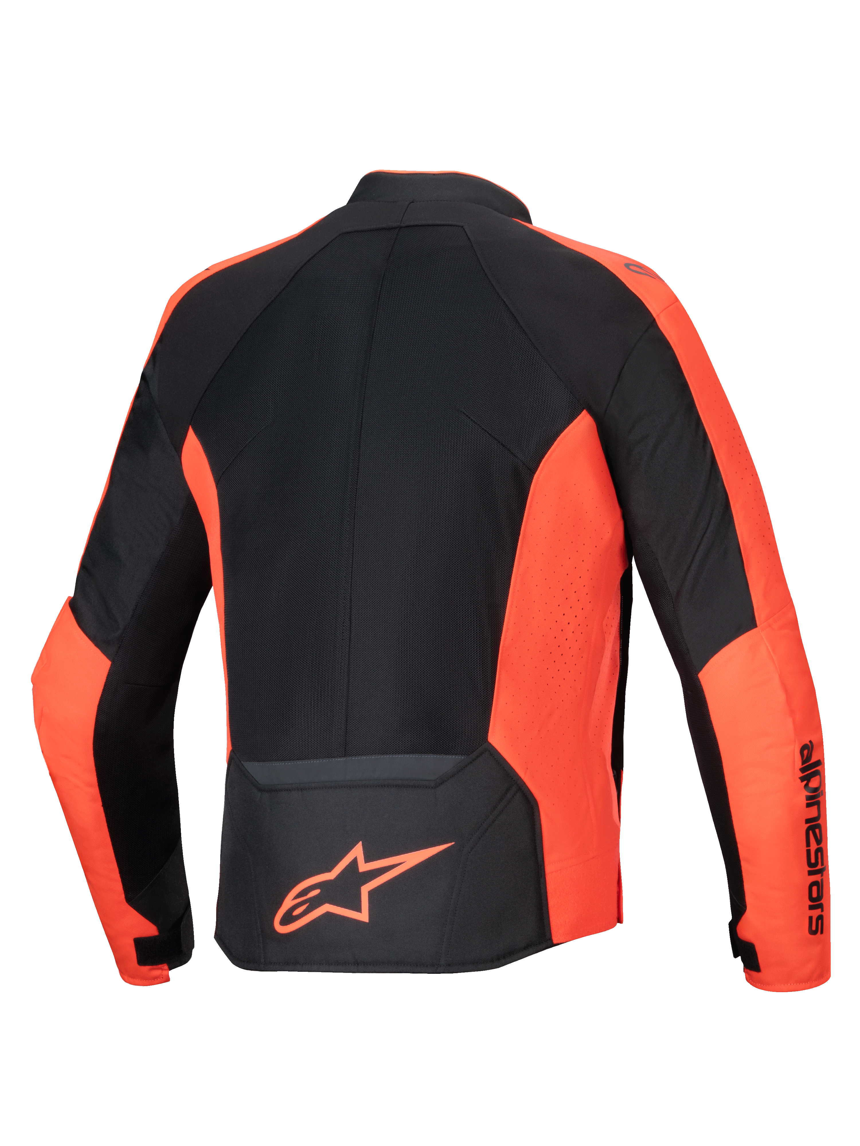 Alpinestars Kurtka Viper Air V4, jaskrawoczerwona i czarna tekstylna kurtka motocyklowa z panelami mesh, widok z tyłu.