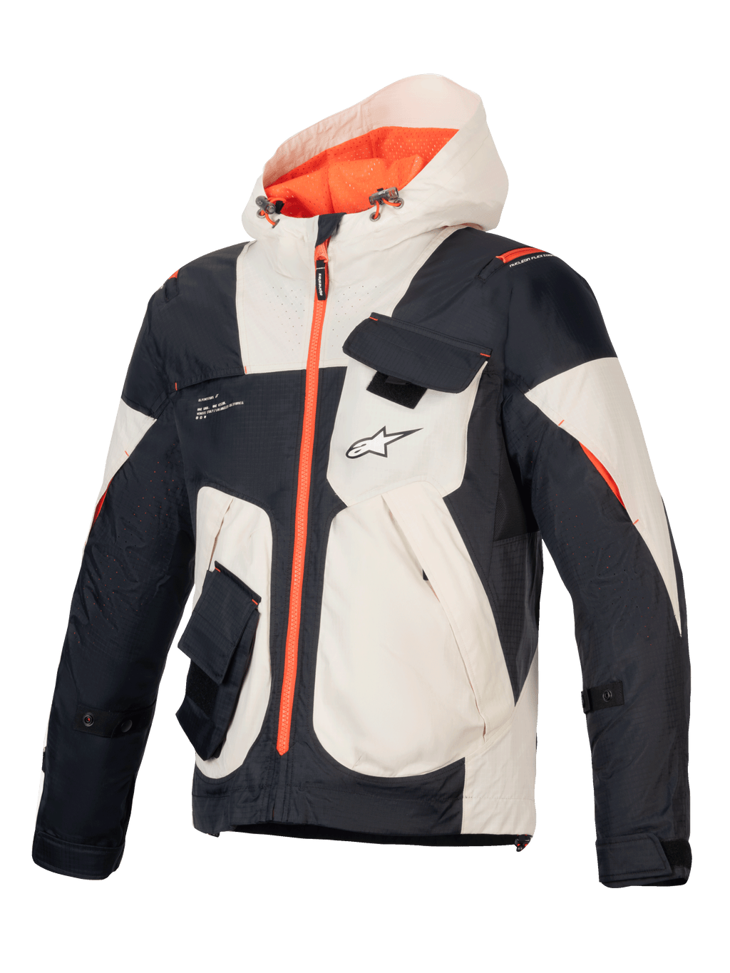 Kurtka Alpinestars Mogress Air, męska miejska kurtka motocyklowa, czarna i migdałowa z pomarańczowymi detalami, ripstop.