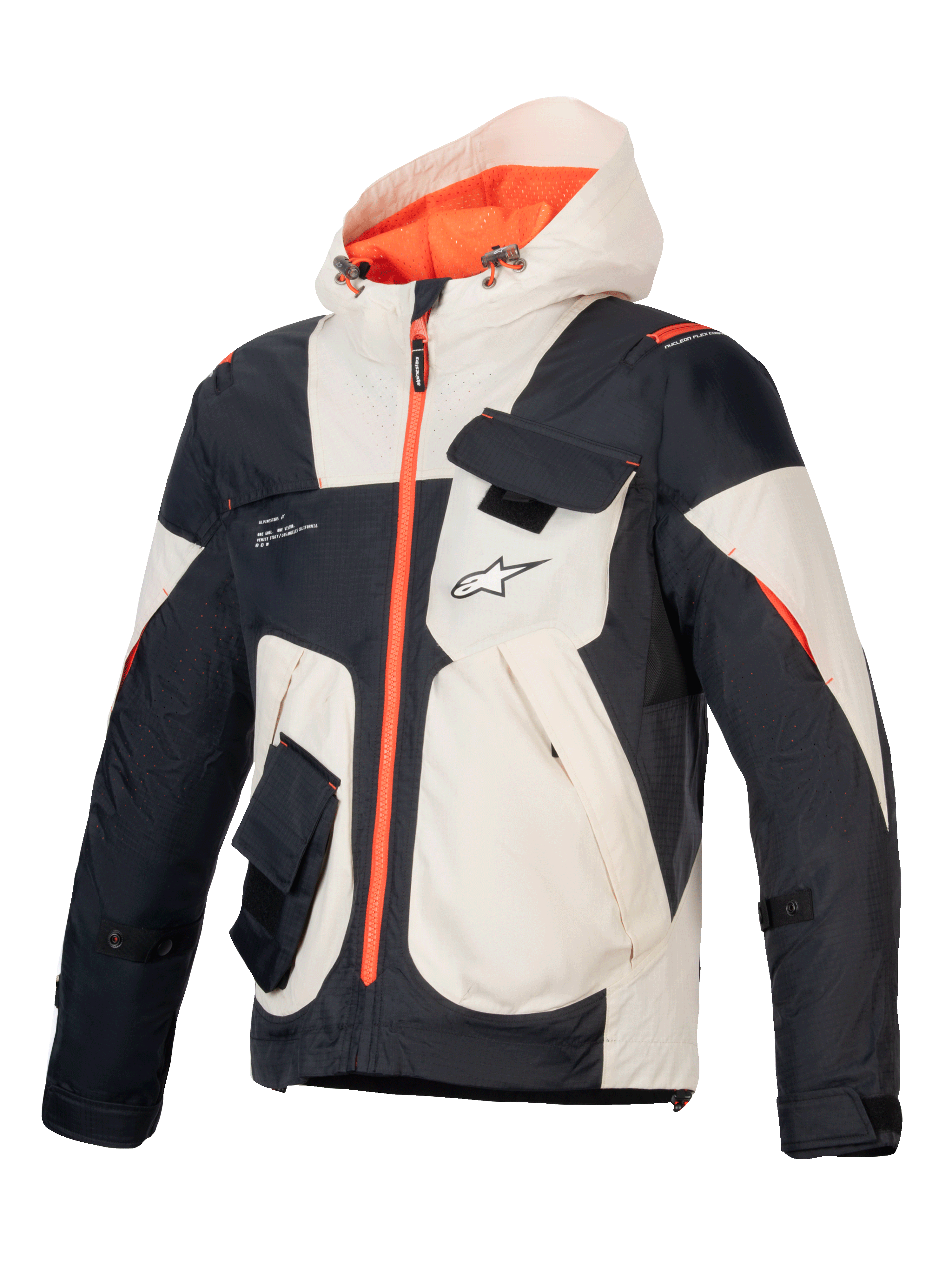 Kurtka Alpinestars Mogress Air, męska miejska kurtka motocyklowa, czarna i migdałowa z pomarańczowymi detalami, ripstop.