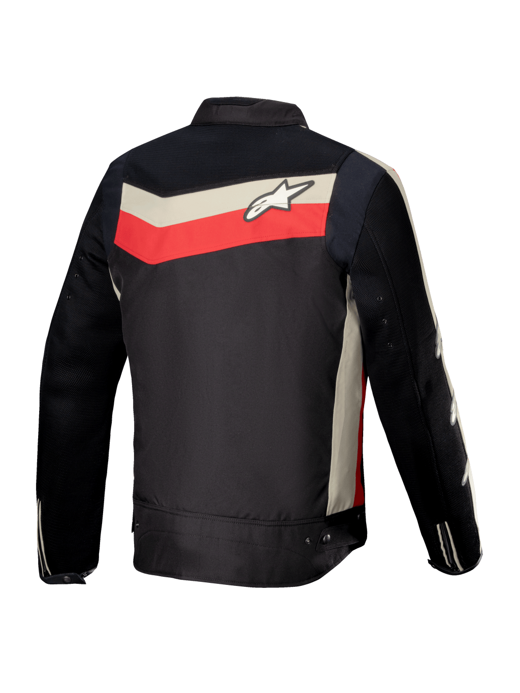 Alpinestars Kurtka T-Dyno Air, męska motocyklowa kurtka tekstylna, tył, czarna, jasnoczerwona i écru, certyfikat CE, panele wentylacyjne z siatki 3D, krój vintage