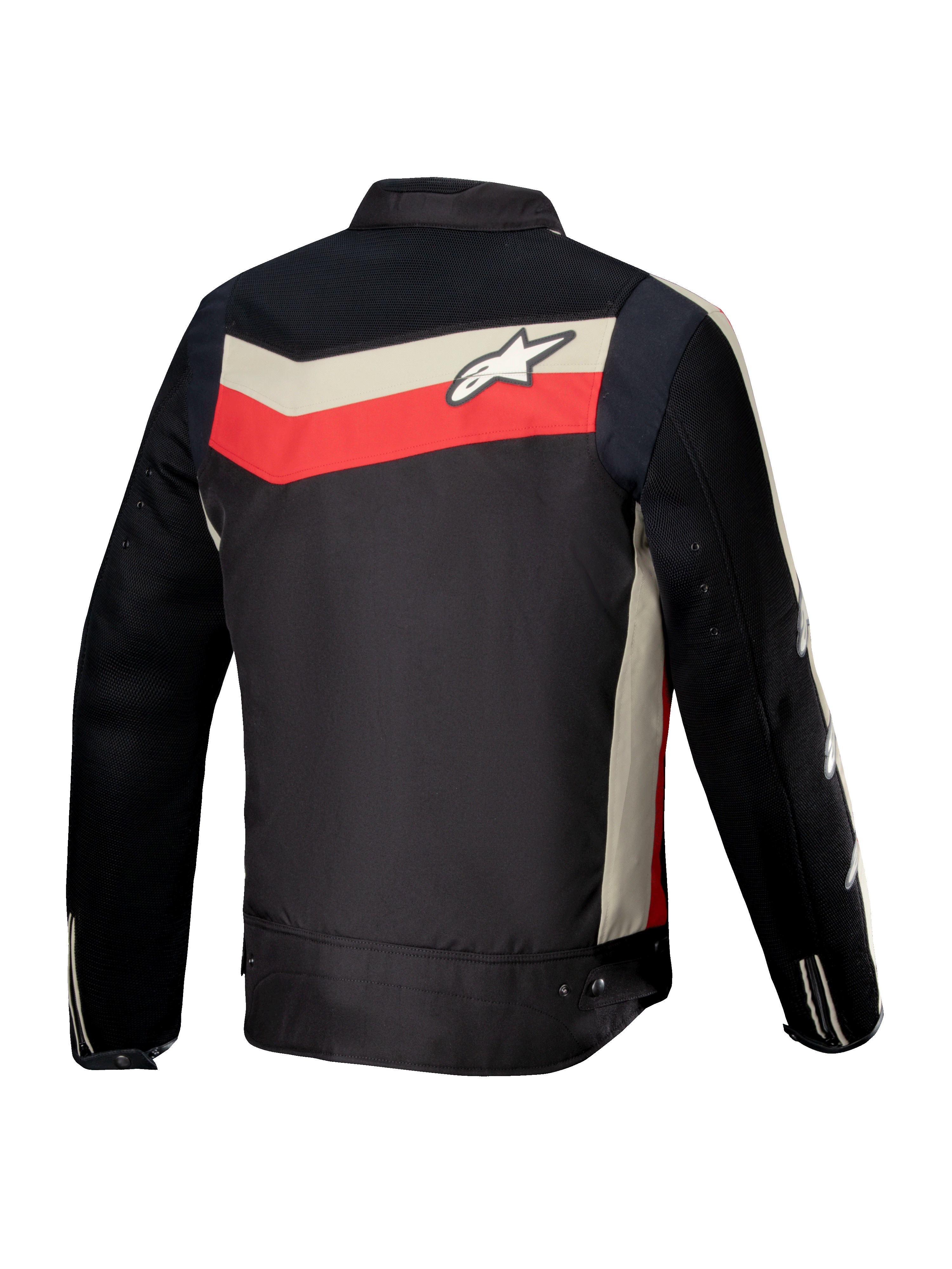 Alpinestars Kurtka T-Dyno Air, męska motocyklowa kurtka tekstylna, tył, czarna, jasnoczerwona i écru, certyfikat CE, panele wentylacyjne z siatki 3D, krój vintage