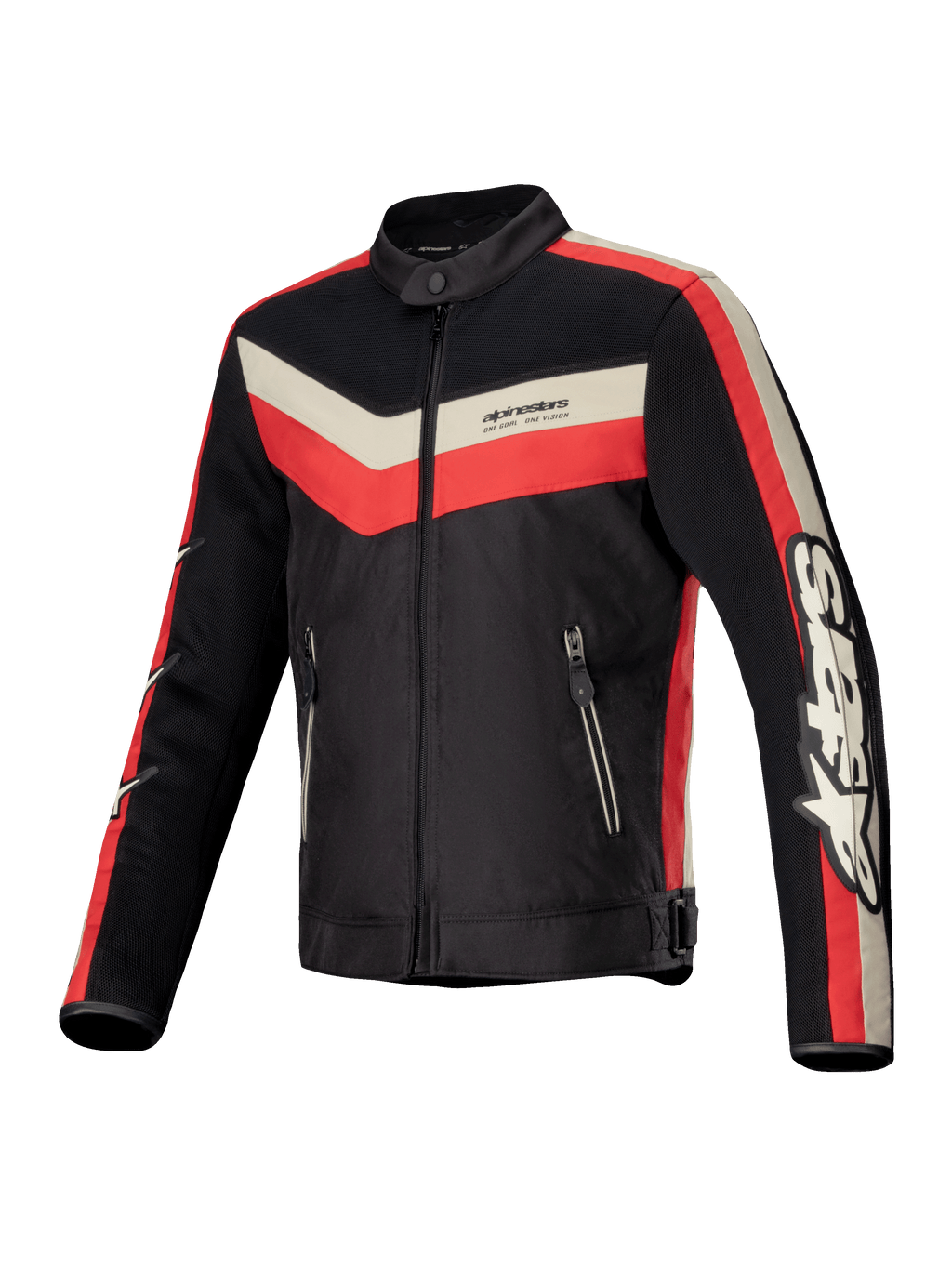 Alpinestars Kurtka T-Dyno Air, męska motocyklowa kurtka tekstylna, czarna, jaskrawo czerwona i écru, z certyfikatem CE, panele wentylacyjne z siatki 3D, styl vintage