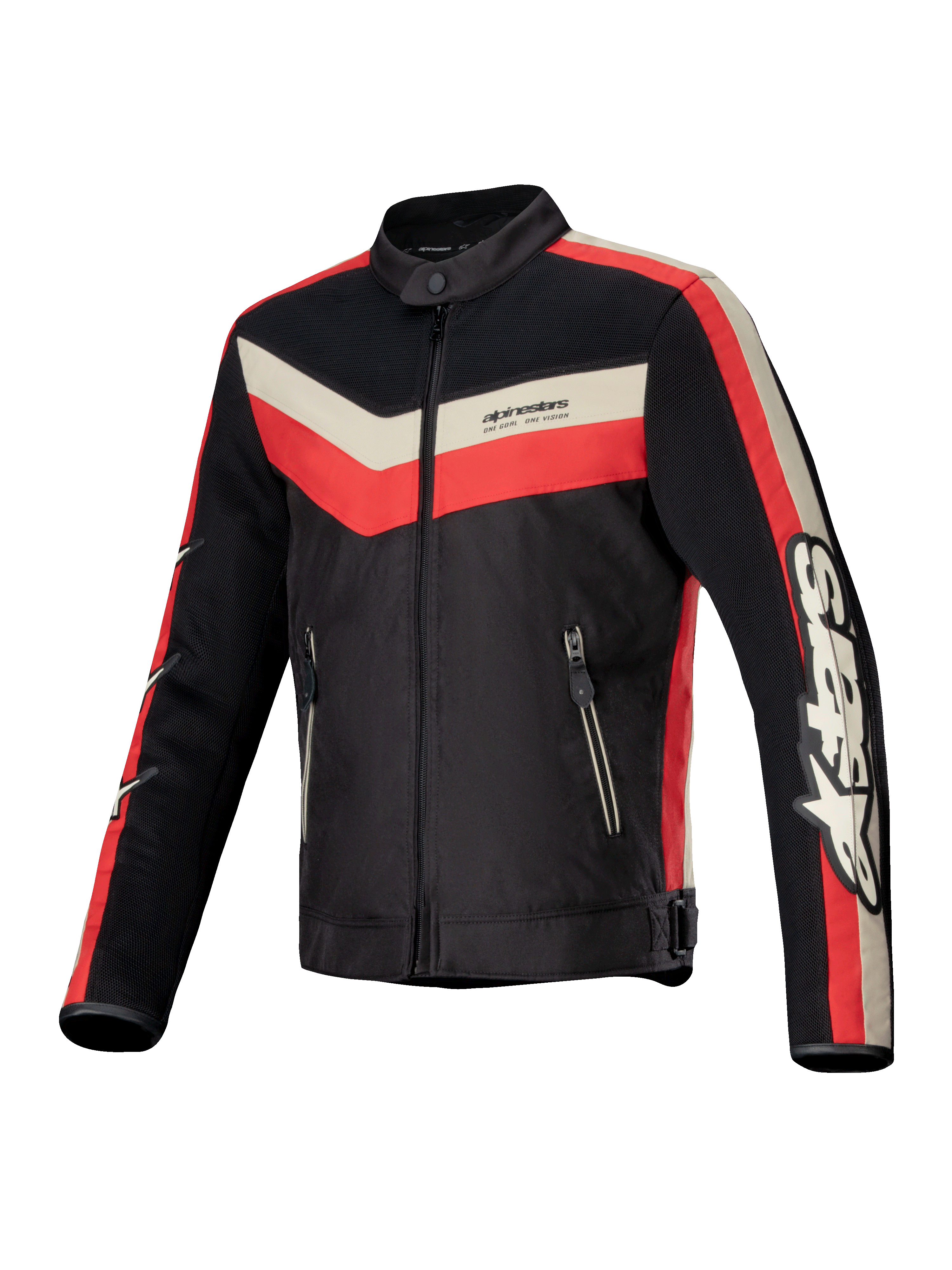 Alpinestars Kurtka T-Dyno Air, męska motocyklowa kurtka tekstylna, czarna, jaskrawo czerwona i écru, z certyfikatem CE, panele wentylacyjne z siatki 3D, styl vintage