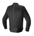 Alpinestars T-SP X Superair Jacket, kurtka motocyklowa, czarna, widok z tyłu przedstawiający techniczne panele z siatki, pionowy pasek na środku i tonowane logo Alpinestars na dole pleców, dopasowany sportowy krój