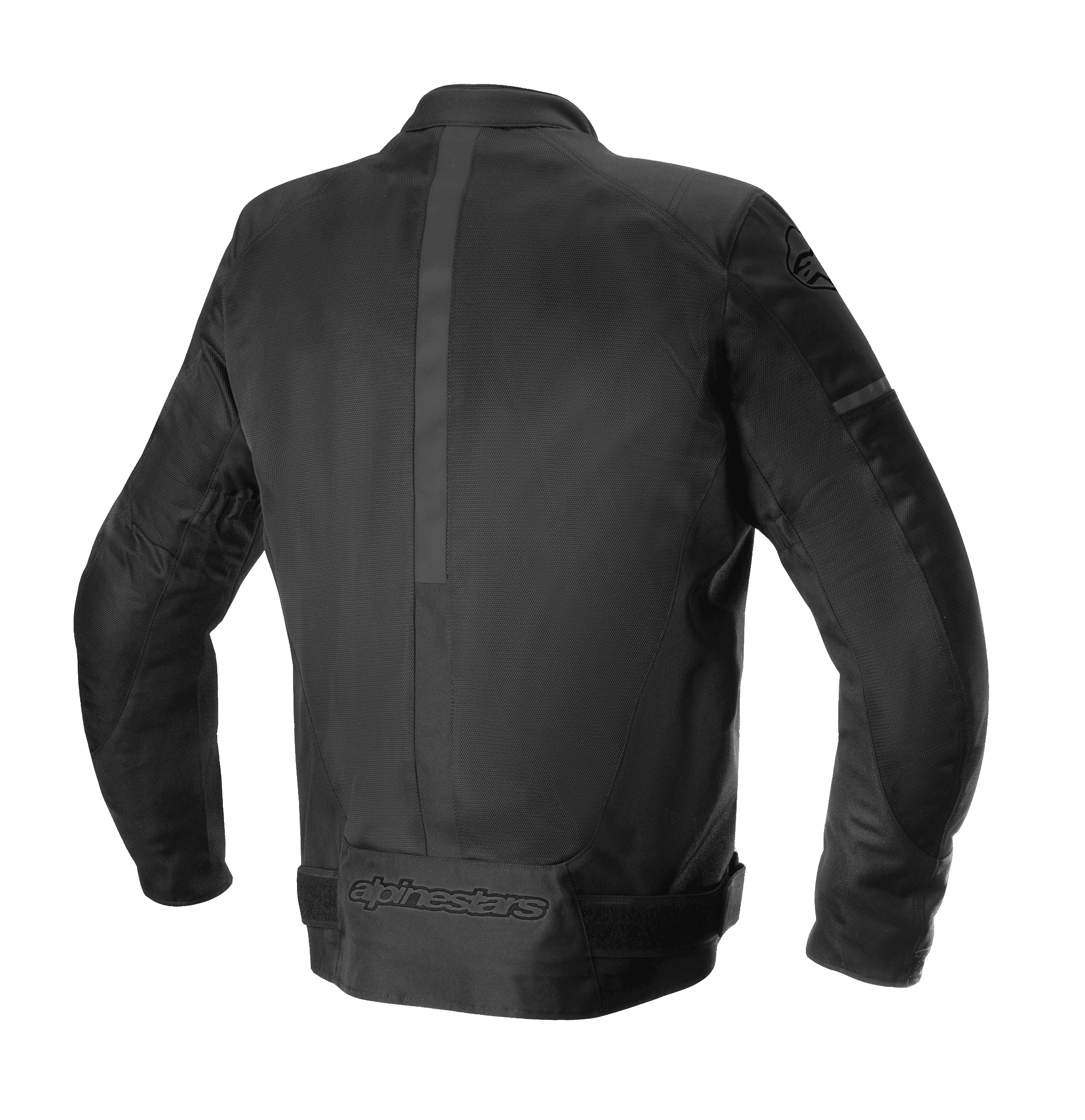 Alpinestars T-SP X Superair Jacket, kurtka motocyklowa, czarna, widok z tyłu przedstawiający techniczne panele z siatki, pionowy pasek na środku i tonowane logo Alpinestars na dole pleców, dopasowany sportowy krój
