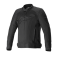 Alpinestars T-SP X Superair Jacket, czarna kurtka motocyklowa, tonalne logo na klatce piersiowej i ramionach, rozległe panele z siatki zapewniające przepływ powietrza, zamek błyskawiczny z przodu, boczne kieszenie i regulowane paski w talii, sportowy design do jazdy szosowej