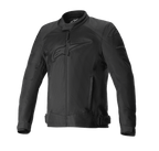 Alpinestars T-SP X Superair Jacket, czarna kurtka motocyklowa, tonalne logo na klatce piersiowej i ramionach, rozległe panele z siatki zapewniające przepływ powietrza, zamek błyskawiczny z przodu, boczne kieszenie i regulowane paski w talii, sportowy design do jazdy szosowej