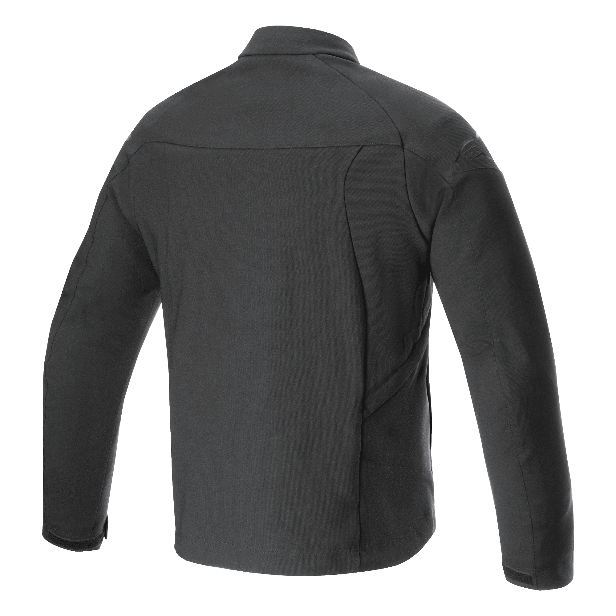 Alpinestars Aeron Jacket, motocyklowa kurtka do jazdy, czarna, widok z tyłu prezentujący minimalistyczną miejską sylwetkę, oddychająca i w pełni elastyczna konstrukcja poliestrowa, subtelne tłoczone logo na ramieniu, letnia odzież motocyklowa