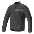 Alpinestars Aeron Jacket, kurtka motocyklowa, czarna, minimalistyczny letni design, wysoki kołnierz, pełny zamek błyskawiczny z przodu, stonowane logo Alpinestars na klatce piersiowej, regulowane mankiety