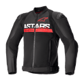 Alpinestars SMX Air Jacket, sportowa kurtka motocyklowa, czarno-czerwona, z wyraźnym białym napisem „ASTARS” i czerwonym poziomym pasem na piersi, wentylowane panele z siatki, zewnętrzne ślizgacze ramion DFS Lite, ochronna letnia odzież motocyklowa