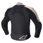 Alpinestars SMX Air Jacket, sportowa kurtka motocyklowa, jasnobrązowa i czarna, widok z tyłu prezentujący wentylowane panele z technicznej siatki, oznaczenie Tech-Air Ready w górnej części pleców oraz logo Alpinestars na dolnej krawędzi.
