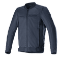 Alpinestars Luc V2 Air Jacket, miejska kurtka motocyklowa, granatowo-czarna, krój typu bomber z zamkiem z przodu, obszerne panele z siatki mesh dla optymalnej wentylacji, regulowane paski w talii, subtelne logo na klatce piersiowej