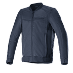 Alpinestars Luc V2 Air Jacket, miejska kurtka motocyklowa, granatowo-czarna, krój typu bomber z zamkiem z przodu, obszerne panele z siatki mesh dla optymalnej wentylacji, regulowane paski w talii, subtelne logo na klatce piersiowej