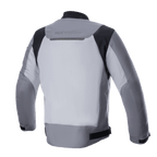 Alpinestars Luc V2 Air Jacket, tekstylna kurtka motocyklowa, kolor Dark Gray Mid Gray, widok z tyłu z dużym wentylowanym panelem z siatki, czarnymi akcentami na ramionach i odblaskowym oznakowaniem marki na górnej części pleców