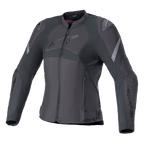 Alpinestars Stella T-GP Plus R V4 Jacket, Women's Textile Motorcycle Jacket, Black, featuring a fitted sport design, zippered front, external shoulder protectors, and subtle logo details on the chest and sleeves.