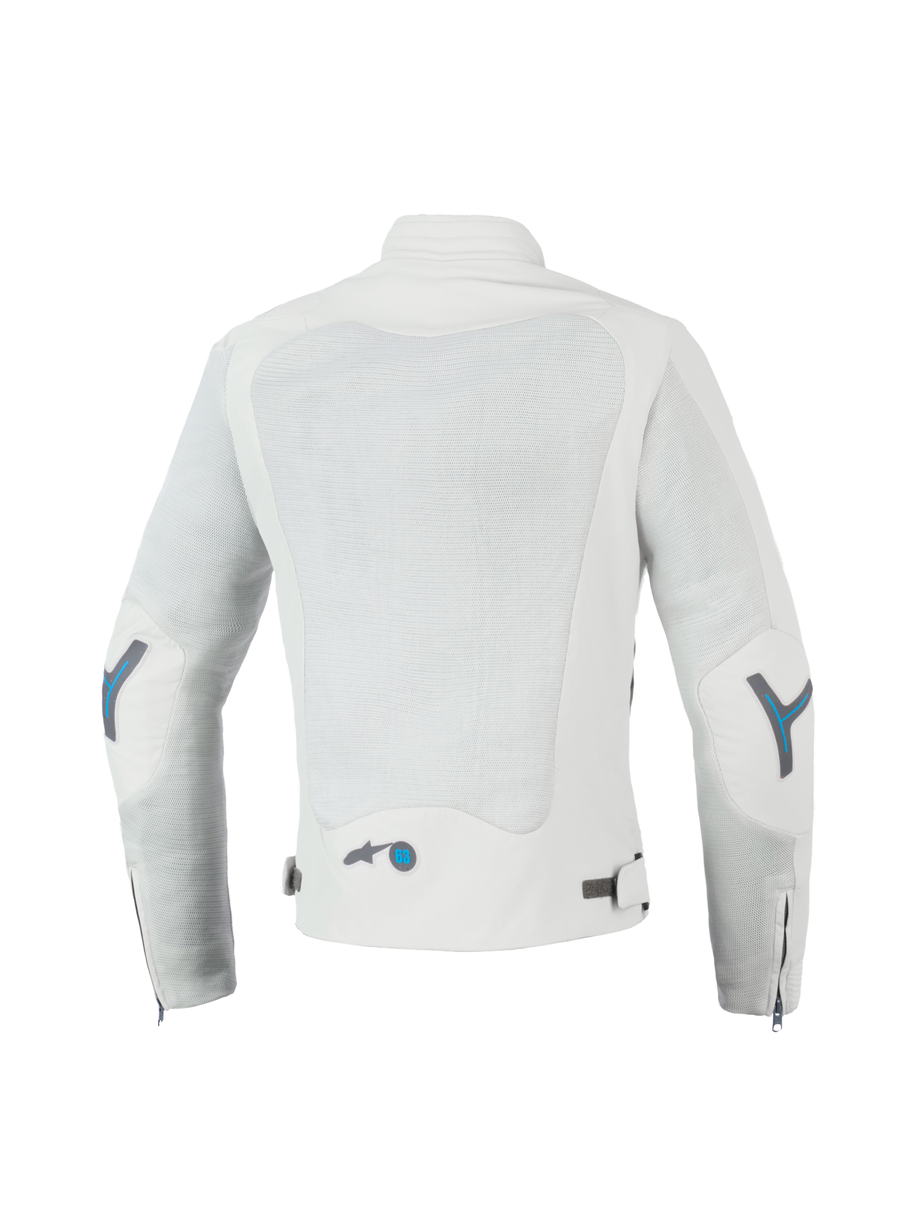 Alpinestars Kurtka Stella Circal-1 Air, damska miejska kurtka motocyklowa wentylowana, szara z niebieskimi akcentami, widok z tyłu przedstawiający tylne panele siatkowe i wyściełany kołnierz