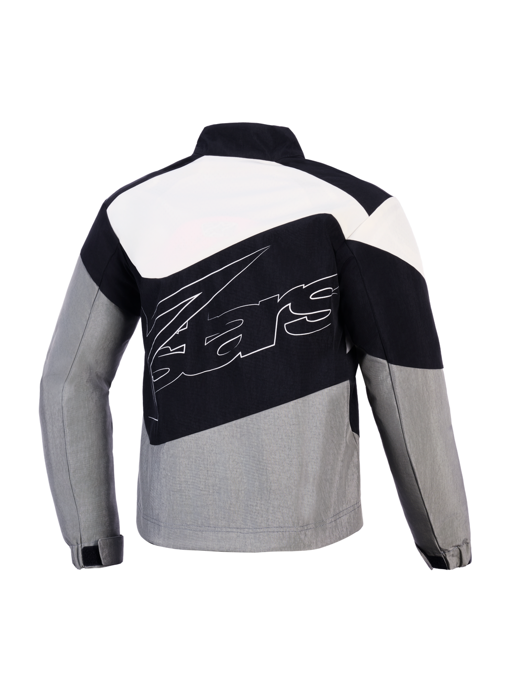 Alpinestars Stella Moshell, damska kurtka motocyklowa miejska, czarna i szara, wiatroodporne tekstylia, widok z tyłu.