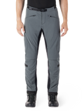 Alpinestars Alden Pants, Urban Gray z czarnymi panelami, techniczne spodnie motocyklowe, widok z przodu z kieszeniami na zamki i zintegrowanym magnetycznym paskiem w talii, dopasowany krój softshell do miejskiej jazdy