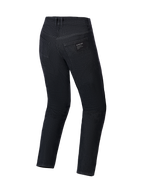 Alpinestars Flex-AST 5 Denim Pants, Motorcycle Jeans, Black Washed, back view showing rear pockets and Alpinestars logo patch, monolayer stretch denim construction with a regular tapered fit
