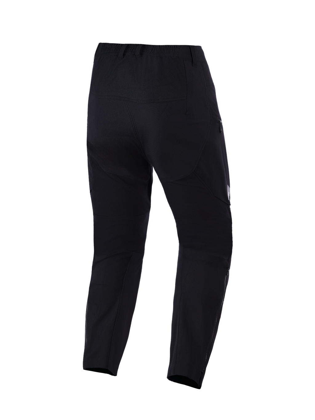 Alpinestars Explore AST Pants Short, spodnie motocyklowe adventure, czarne, widok z tyłu pokazujący konstrukcję ripstop, zamki na dole nogawek i ergonomiczny krój do jazdy w ciepłe dni