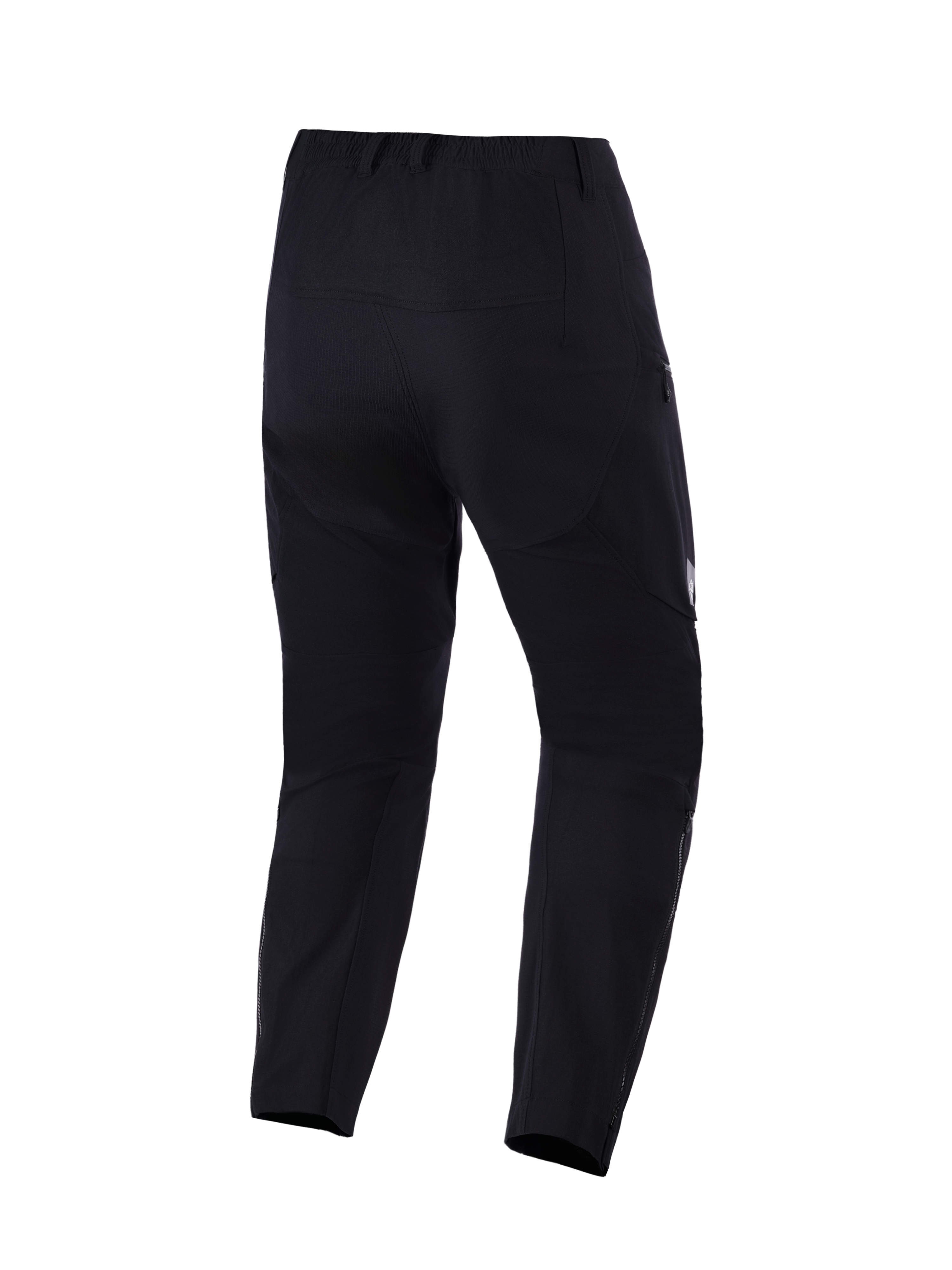Alpinestars Explore AST Pants Short, spodnie motocyklowe adventure, czarne, widok z tyłu pokazujący konstrukcję ripstop, zamki na dole nogawek i ergonomiczny krój do jazdy w ciepłe dni