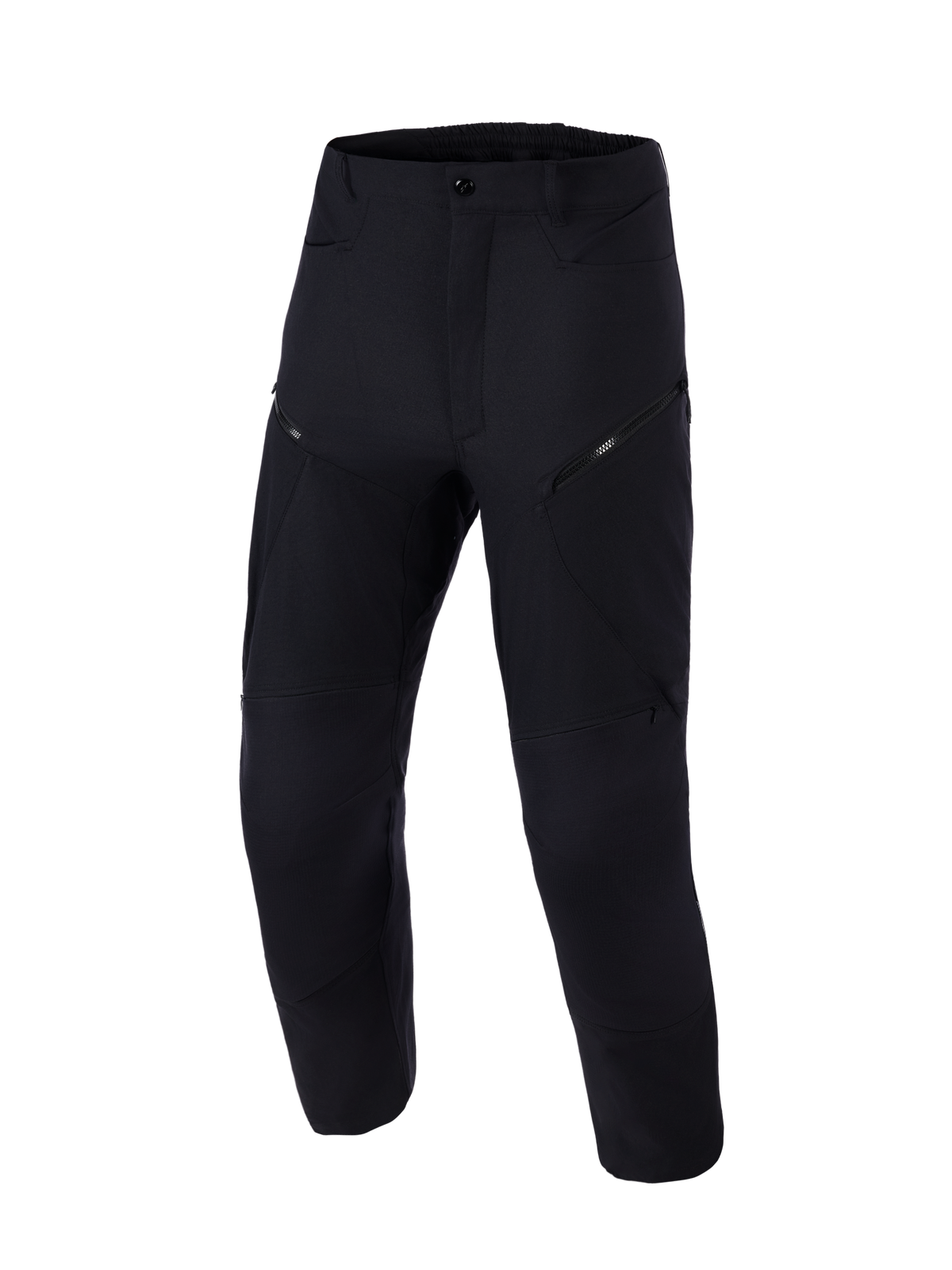 Alpinestars Explore AST Pants Short, motocyklowe spodnie adventure, czarne, widok z przodu, techniczna elastyczna konstrukcja ripstop, ukośne kieszenie cargo na zamek, ergonomiczny design do jazdy w ciepłe dni.