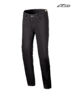 Alpinestars Jeansy Cult-8 Stretch, męskie motocyklowe spodnie urban w kolorze czarne płukanie, prosta nogawka, certyfikat CE