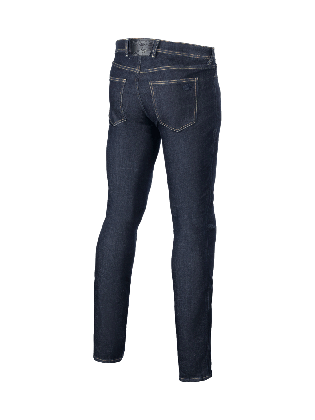 Alpinestars Cult-8 Stretch Denim Pants, Men's Urban Motorcycle Jeans in Rinse Blue, back view showing relaxed straight fit.