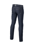 Alpinestars Cult-8 Stretch Denim Pants, Men's Urban Motorcycle Jeans in Rinse Blue, back view showing relaxed straight fit.