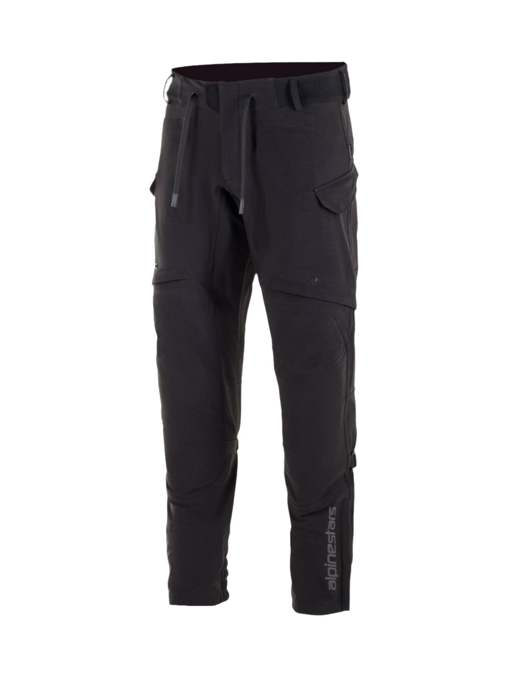 Alpinestars Juggernaut, czarne męskie miejskie spodnie motocyklowe softshell, wodoodporne, ochraniacze Nucleon Flex Plus.