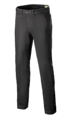 Alpinestars Stratos Regular Fit Tech Riding Pants, spodnie motocyklowe, antracytowe, casualowy design w stylu joggerów ze zwężanymi nogawkami, zapięcie w pasie na guzik, regulowane zatrzaski przy kostkach, wykonane z jeansu Cordura w miejskim stylu ulicznym