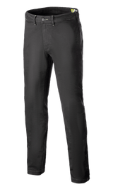 Alpinestars Stratos Regular Fit Tech Riding Pants, spodnie motocyklowe, antracytowe, casualowy design w stylu joggerów ze zwężanymi nogawkami, zapięcie w pasie na guzik, regulowane zatrzaski przy kostkach, wykonane z jeansu Cordura w miejskim stylu ulicznym