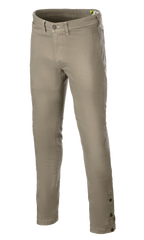 Alpinestars Stratos Regular Fit Tech Riding Pants, spodnie motocyklowe, Military Green, zwężany krój, zapięcie na guzik i zamek, szlufki na pasek, regulowane guziki przy kostkach