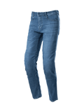 Alpinestars Jeansy Radon Regular Fit, męskie spodnie motocyklowe urban, niebieskie, materiał jeansowy, certyfikowane ochraniacze kolan CE, styl casualowy na miasto